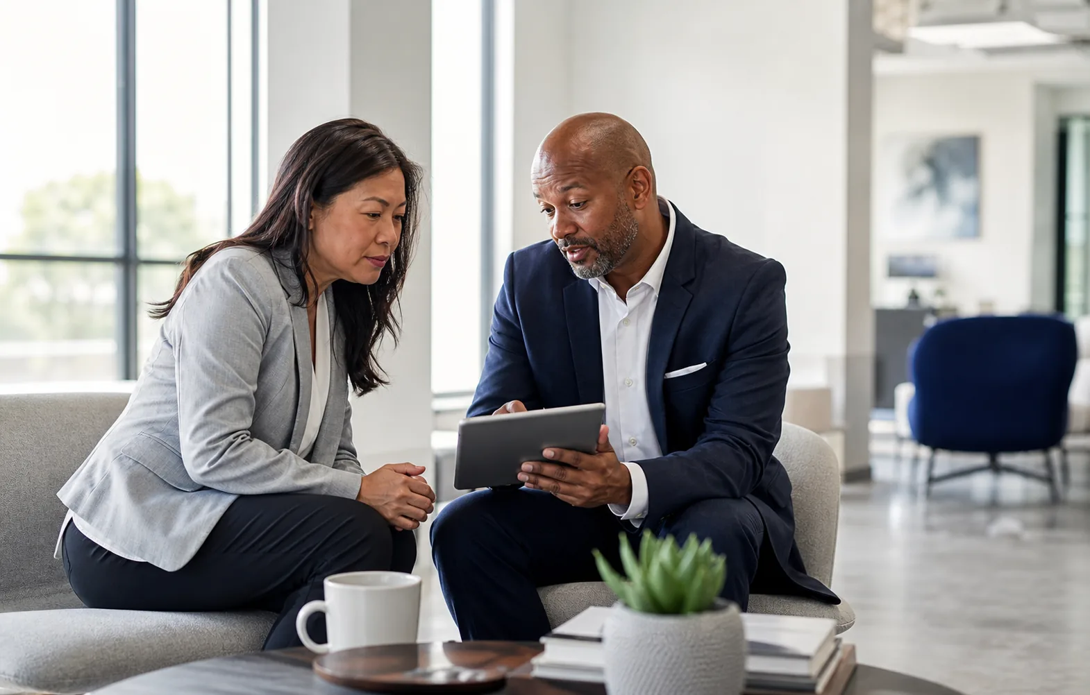 Real estate professionals enjoying a conversation together